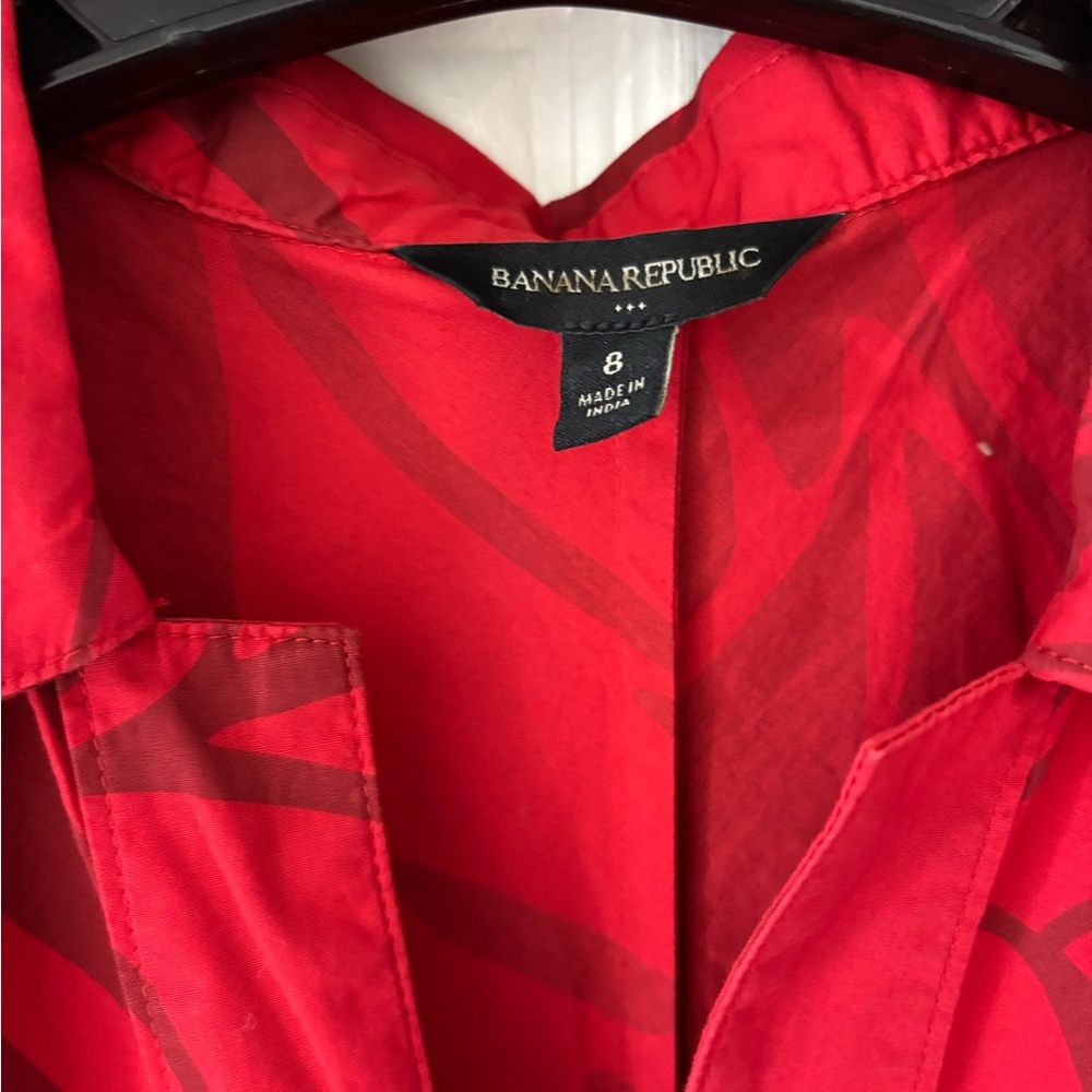 Banana Republic Red Band Waist Poplin Midi Dress - Picture 6 of 6